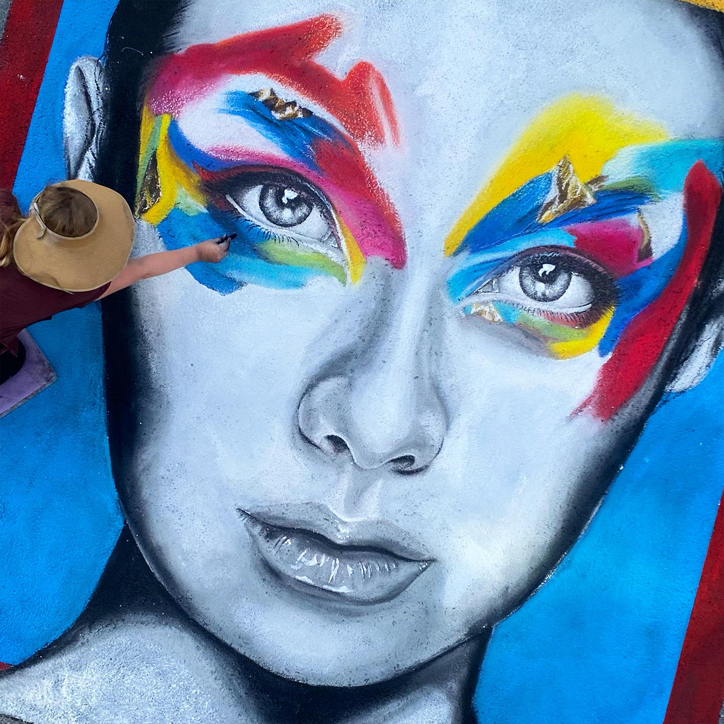 Colorful painted portrait artwork