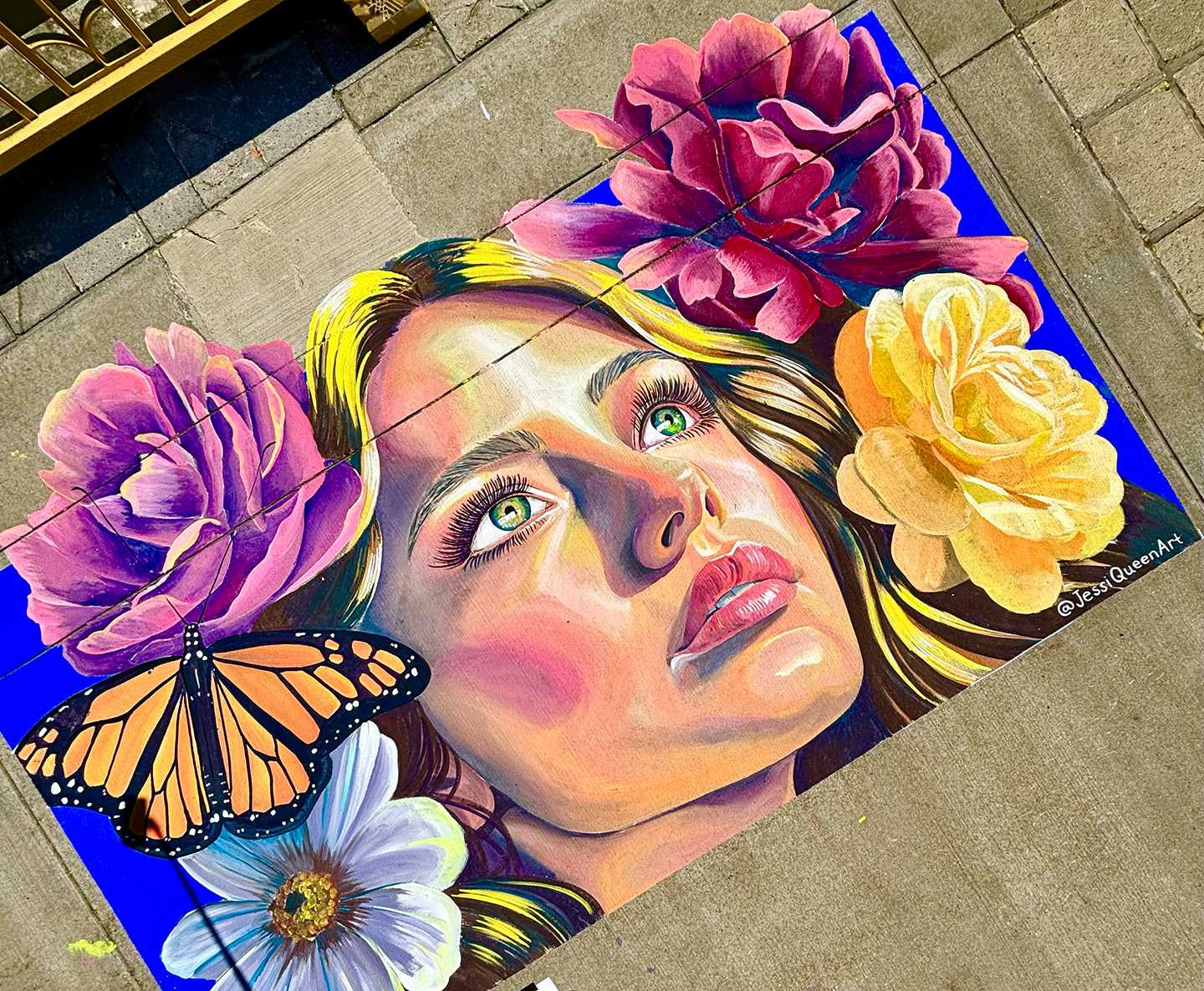 Interactive public art installation in a plaza
