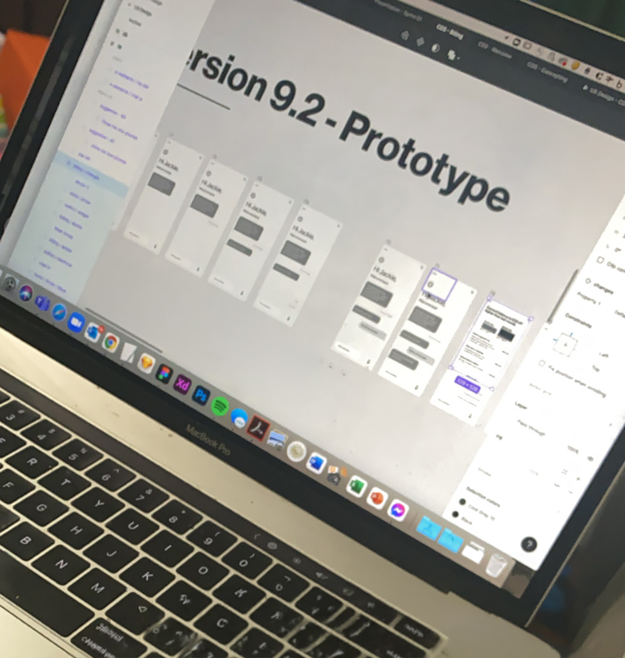 Laptop screen showing an early prototype